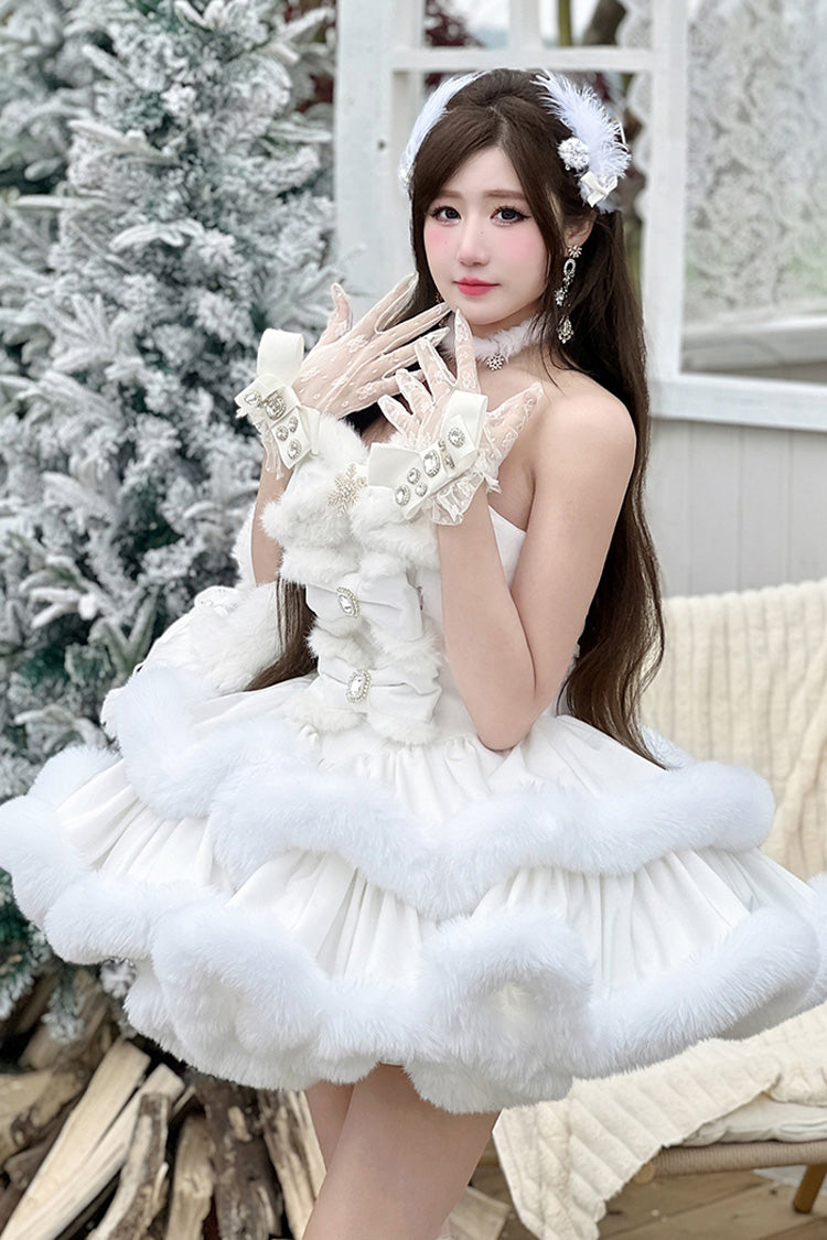 Lolita Dress - Holiday, White, Bow Detail, Layered, Sweet Style - additional product view 3