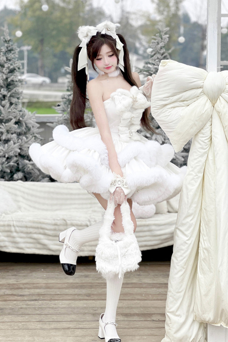 Lolita Dress - Holiday, White, Bow Detail, Layered, Sweet Style - additional product view 6