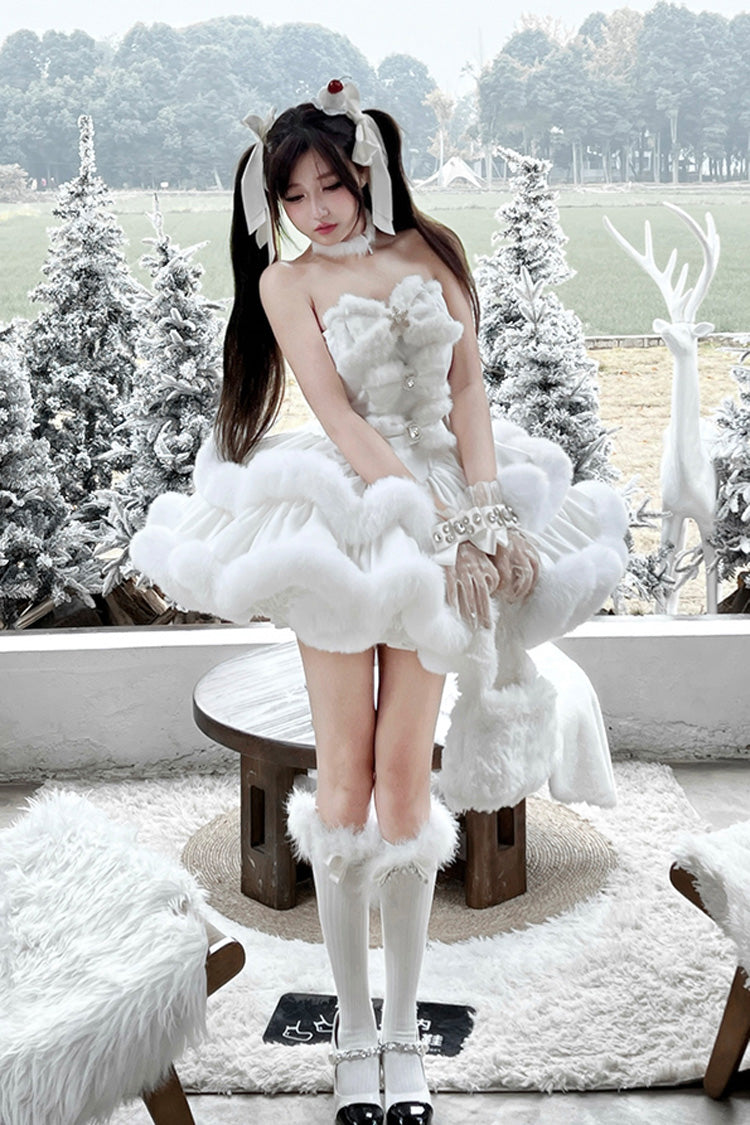 Lolita Dress - Holiday, White, Bow Detail, Layered, Sweet Style - additional product view 8