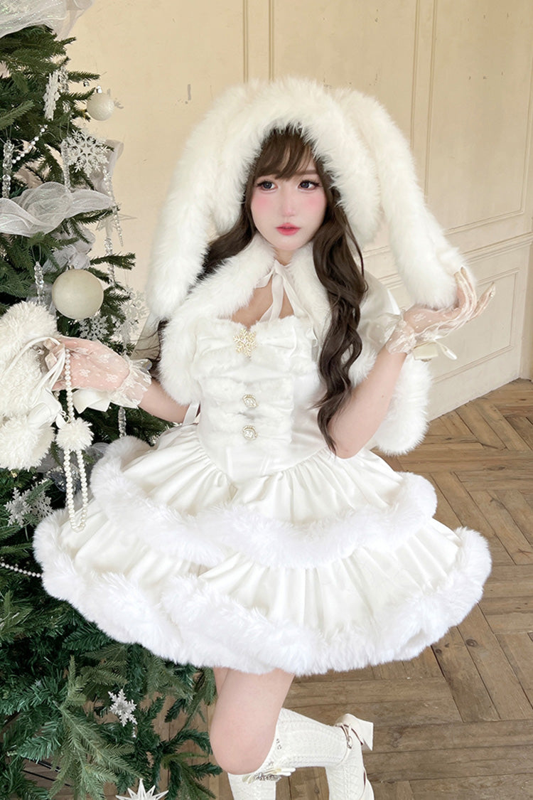 Lolita Dress - Holiday, White, Bow Detail, Layered, Sweet Style - additional product view 12