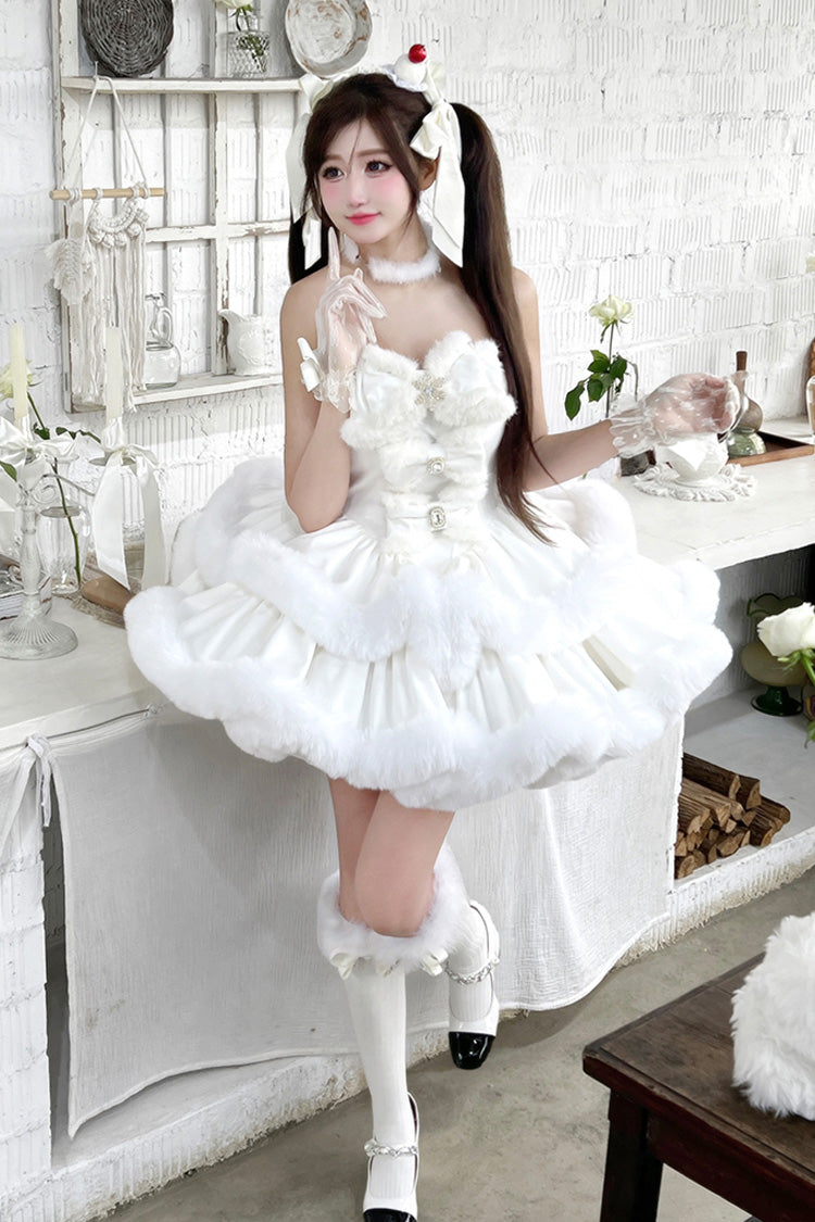 Lolita Dress - Holiday, White, Bow Detail, Layered, Sweet Style - additional product view 13