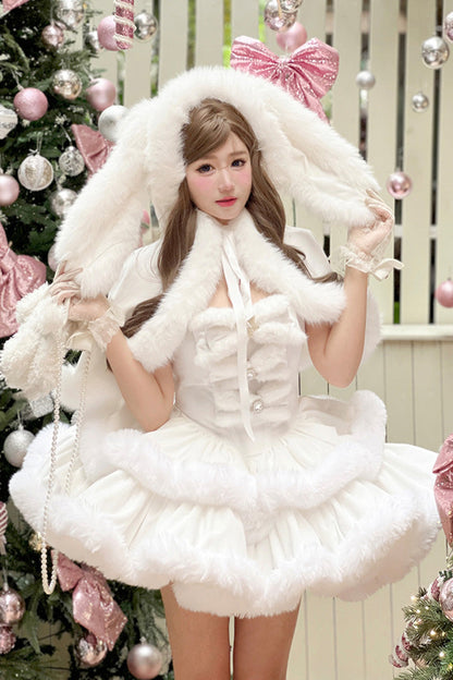Lolita Dress - Holiday, White, Bow Detail, Layered, Sweet Style - main product image
