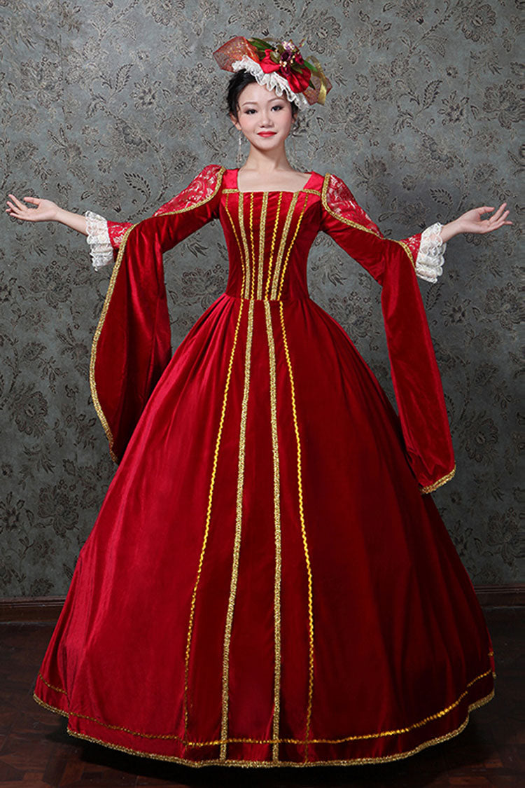 Lolita Dress - Hollow, Red, High Waist, Embroidered, Victorian Style - additional product view 2