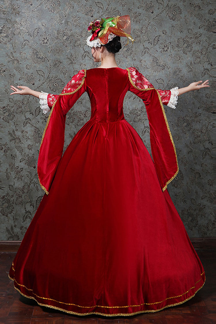 Lolita Dress - Hollow, Red, High Waist, Embroidered, Victorian Style - additional product view 4