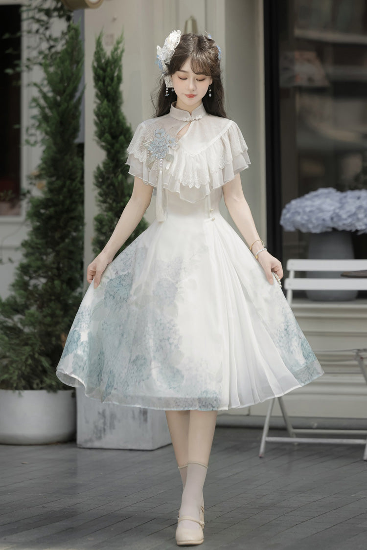 Lolita Dress - Hydrangea Message, White, Short Length, Sweet Style, Chinese-Inspired Style - additional product view 3