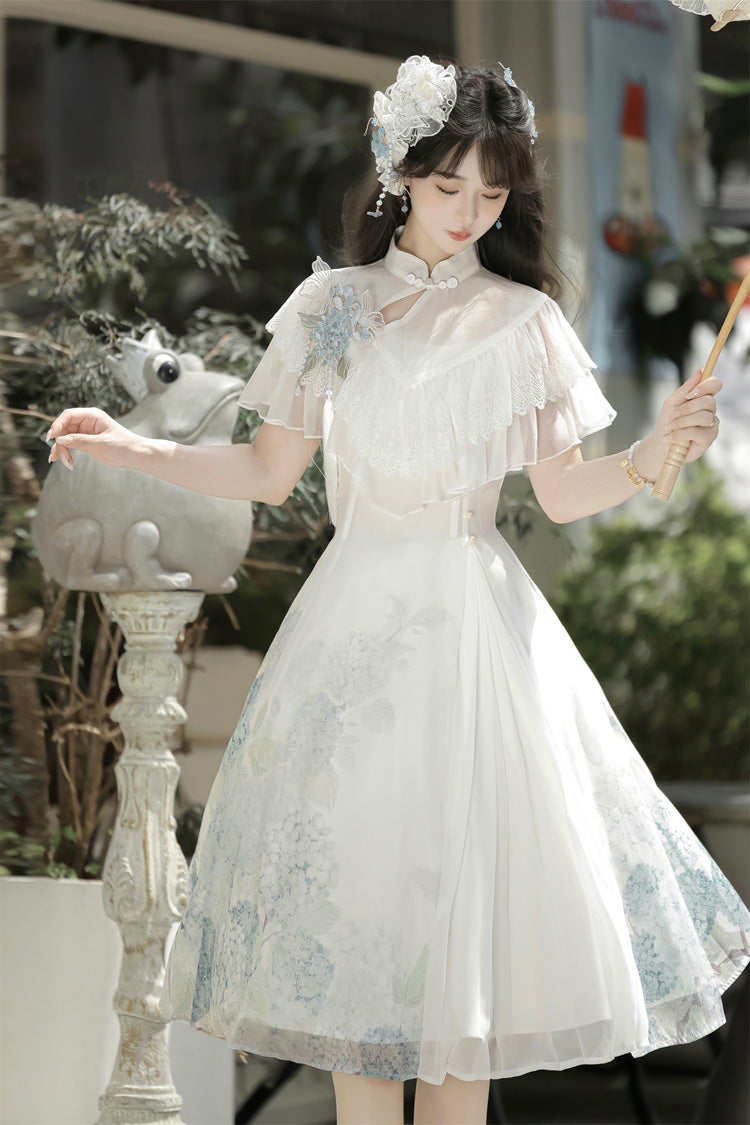 Lolita Dress - Hydrangea Message, White, Short Length, Sweet Style, Chinese-Inspired Style - additional product view 5