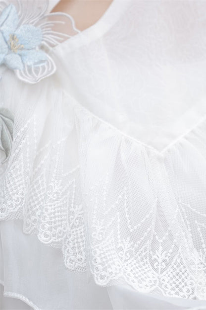 Lolita Dress - Hydrangea Message, White, Short Length, Sweet Style, Chinese-Inspired Style - additional product view 6