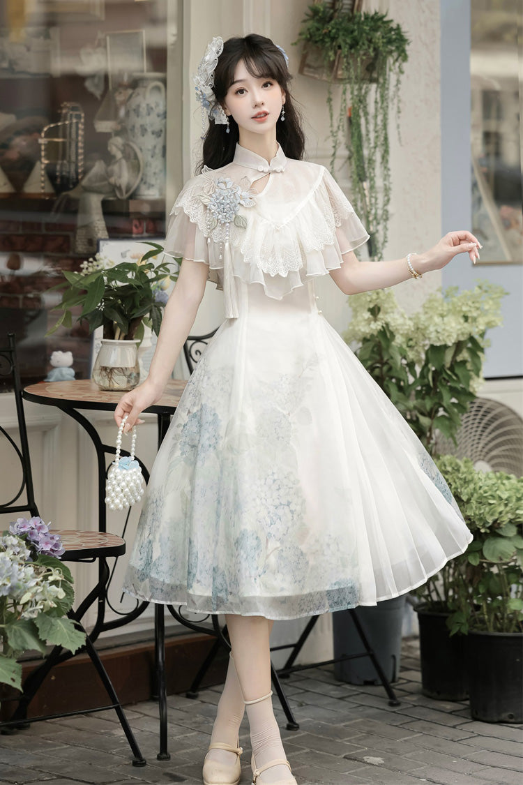 Lolita Dress - Hydrangea Message, White, Short Length, Sweet Style, Chinese-Inspired Style - additional product view 7