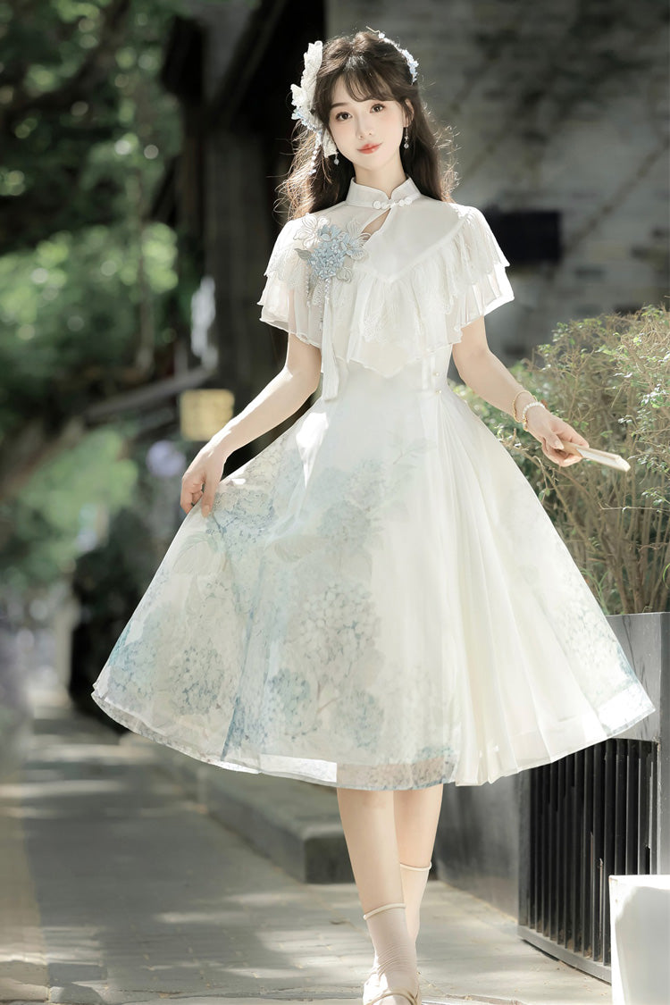 Lolita Dress - Hydrangea Message, White, Short Length, Sweet Style, Chinese-Inspired Style - additional product view 8
