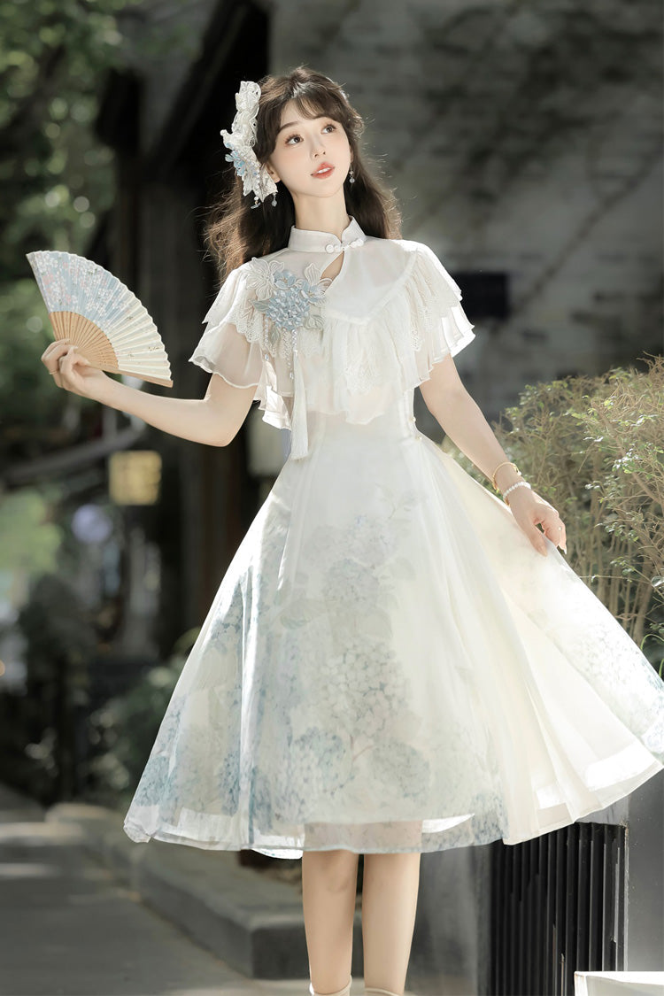 Lolita Dress - Hydrangea Message, White, Short Length, Sweet Style, Chinese-Inspired Style - additional product view 9