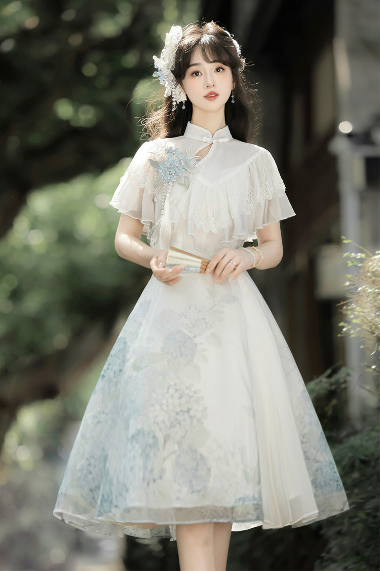 Lolita Dress - Hydrangea Message, White, Short Length, Sweet Style, Chinese-Inspired Style - additional product view 10