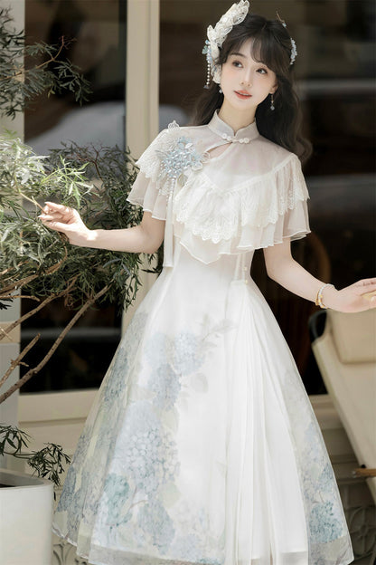 Lolita Dress - Hydrangea Message, White, Short Length, Sweet Style, Chinese-Inspired Style - additional product view 11