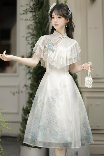 Lolita Dress - Hydrangea Message, White, Short Length, Sweet Style, Chinese-Inspired Style - additional product view 12