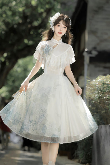 Lolita Dress - Hydrangea Message, White, Short Length, Sweet Style, Chinese-Inspired Style - additional product view 13