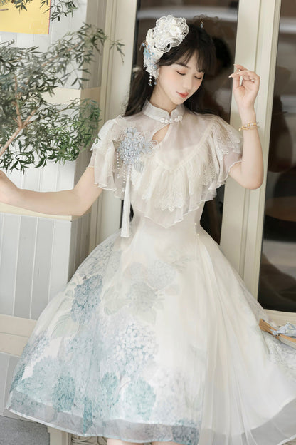 Lolita Dress - Hydrangea Message, White, Short Length, Sweet Style, Chinese-Inspired Style - additional product view 14