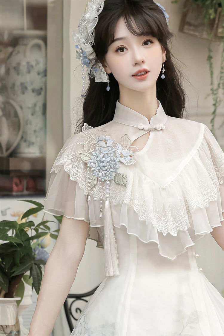 Lolita Dress - Hydrangea Message, White, Short Length, Sweet Style, Chinese-Inspired Style - additional product view 15