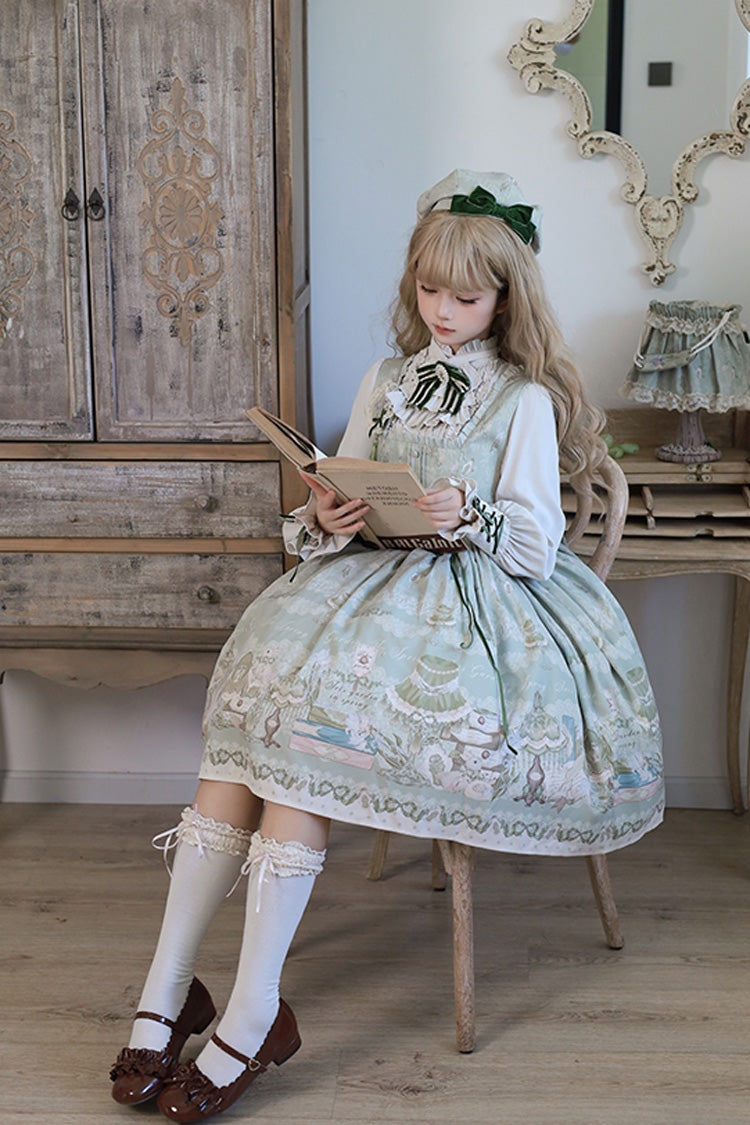 Lolita Dress - Iris Study, 2 Colors, Square Collar, Bow Detail, Lace Trim - additional product view 4