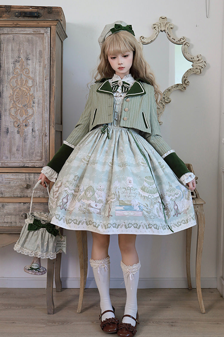 Lolita Dress - Iris Study, 2 Colors, Square Collar, Bow Detail, Lace Trim - additional product view 5