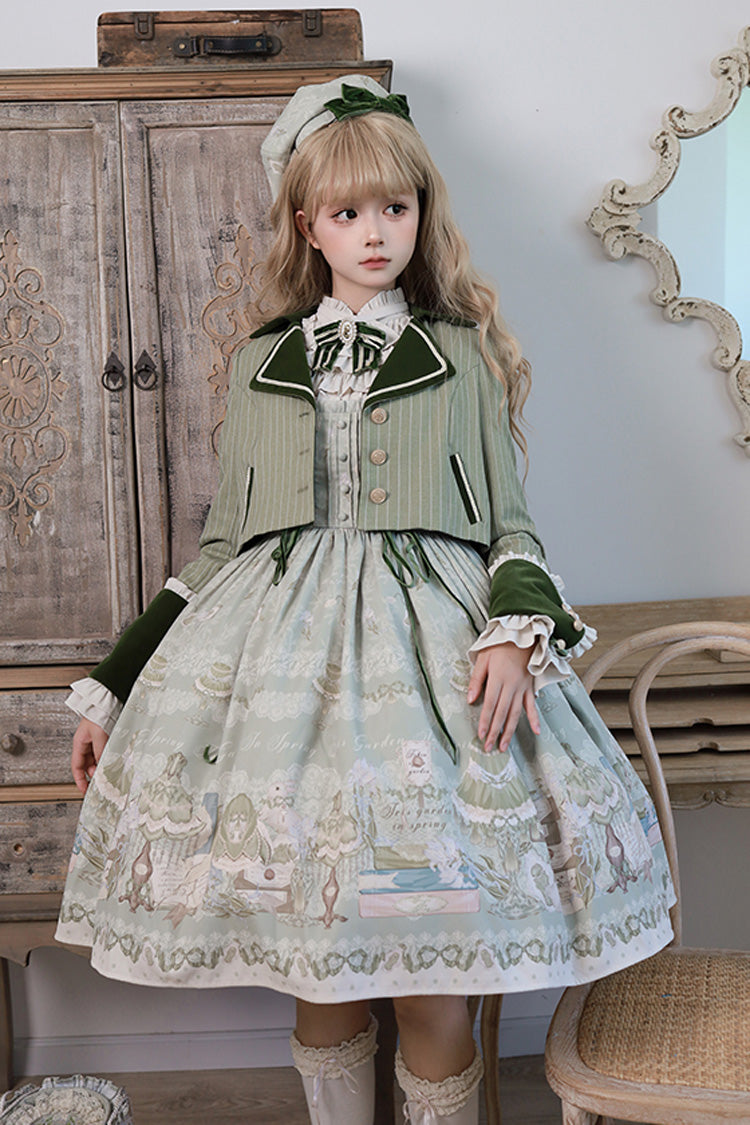 Lolita Dress - Iris Study, 2 Colors, Square Collar, Bow Detail, Lace Trim - additional product view 6
