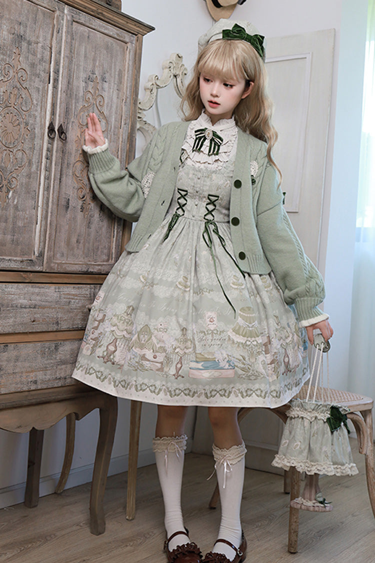 Lolita Dress - Iris Study, 2 Colors, Square Collar, Bow Detail, Lace Trim - additional product view 7