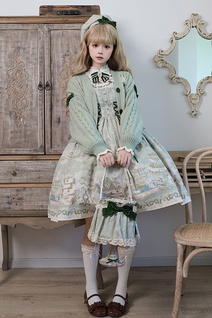 Lolita Dress - Iris Study, 2 Colors, Square Collar, Bow Detail, Lace Trim - additional product view 8