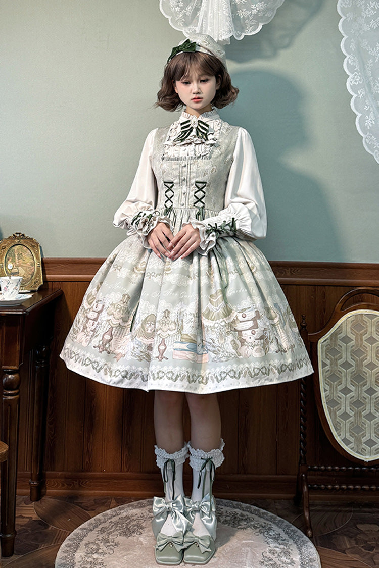 Lolita Dress - Iris Study, 2 Colors, Square Collar, Bow Detail, Lace Trim - additional product view 9