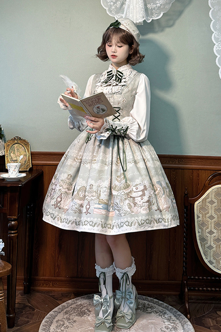 Lolita Dress - Iris Study, 2 Colors, Square Collar, Bow Detail, Lace Trim - additional product view 10