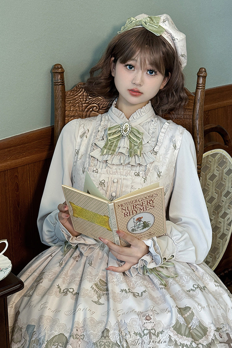 Lolita Dress - Iris Study, 2 Colors, Square Collar, Bow Detail, Lace Trim - additional product view 11