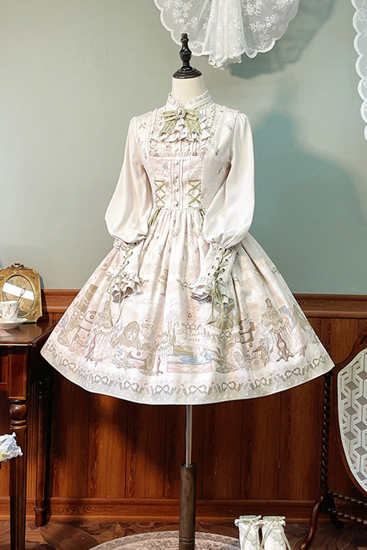 Lolita Dress - Iris Study, 2 Colors, Square Collar, Bow Detail, Lace Trim - additional product view 13