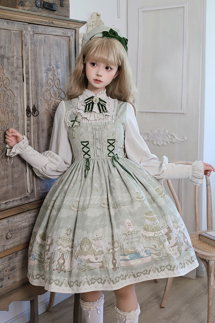 Lolita Dress - Iris Study, 2 Colors, Square Collar, Bow Detail, Lace Trim - main product image