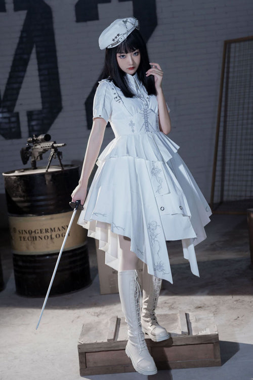 Lolita Dress - Irregular Hem New, White, High-Low Hem, Gothic Style - additional product view 3