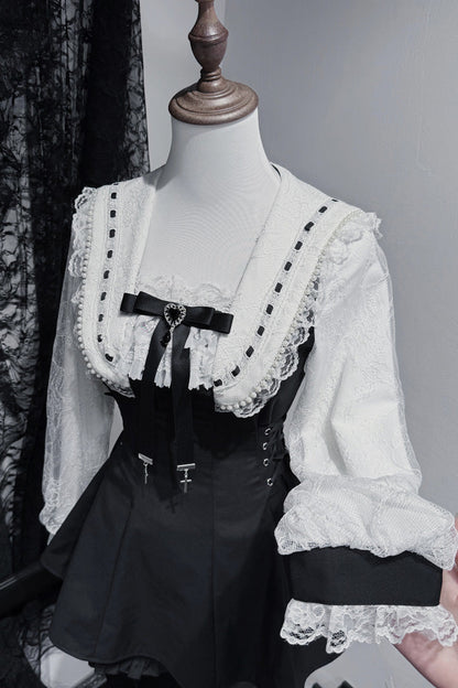 Lolita Dress - Isle Of Woven Dreams, 2 Colors, Square Collar, Plaid, Lace Trim - additional product view 3