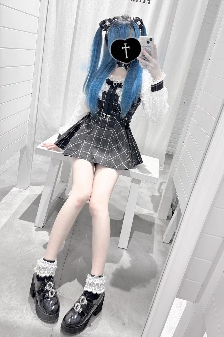 Lolita Dress - Isle Of Woven Dreams, 2 Colors, Square Collar, Plaid, Lace Trim - additional product view 4