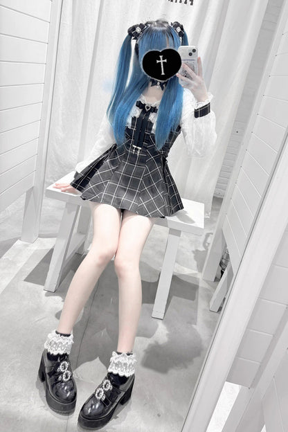 Lolita Dress - Isle Of Woven Dreams, 2 Colors, Square Collar, Plaid, Lace Trim - additional product view 4