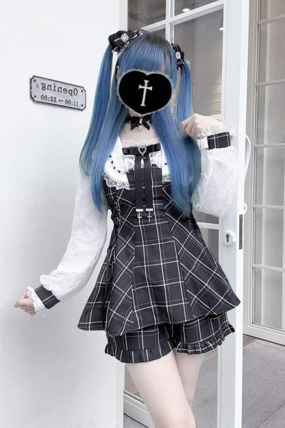 Lolita Dress - Isle Of Woven Dreams, 2 Colors, Square Collar, Plaid, Lace Trim - additional product view 5