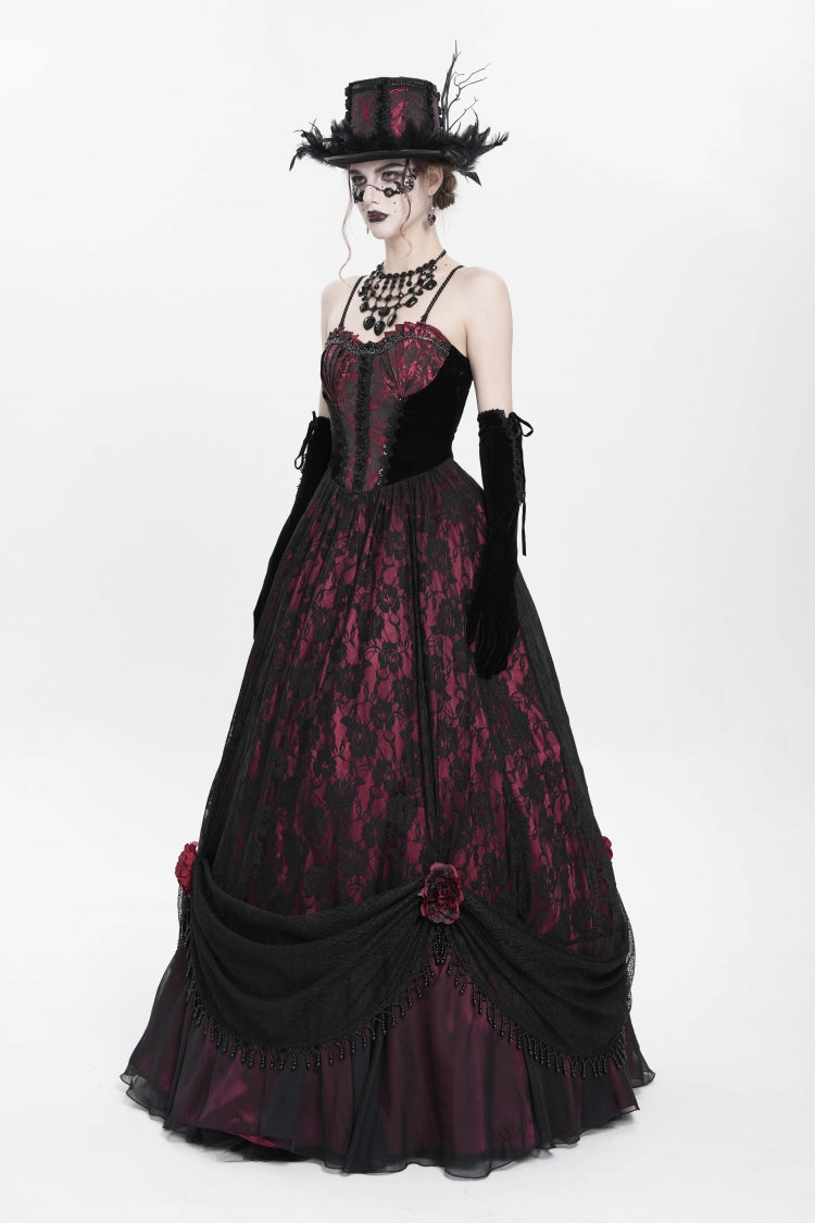 Lolita Dress - Jacquard, Red, Women's Style, Gothic Style, Embroidered - additional product view 2