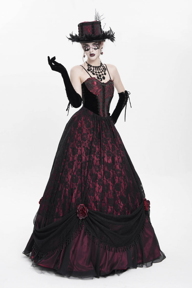 Lolita Dress - Jacquard, Red, Women's Style, Gothic Style, Embroidered - additional product view 4