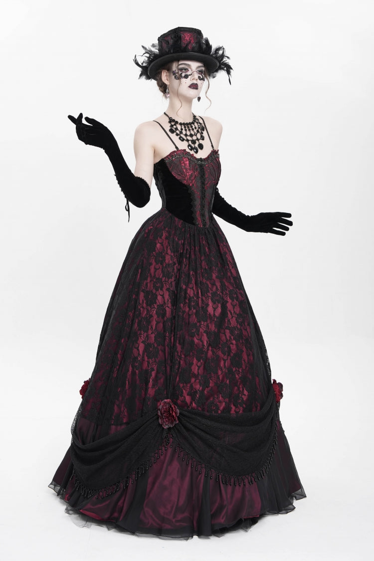 Lolita Dress - Jacquard, Red, Women's Style, Gothic Style, Embroidered - additional product view 6
