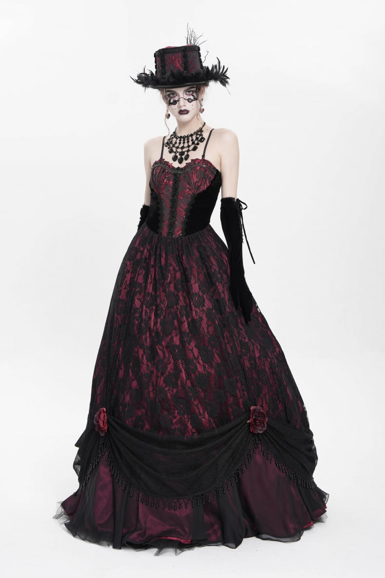 Lolita Dress - Jacquard, Red, Women's Style, Gothic Style, Embroidered - additional product view 7