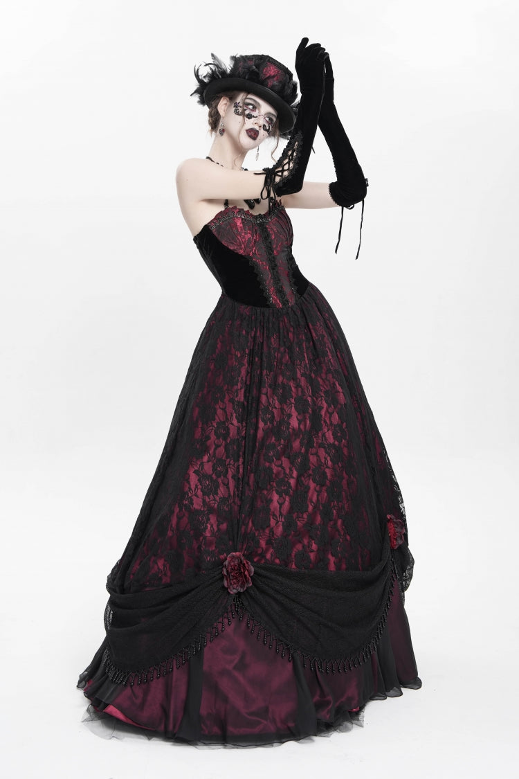 Lolita Dress - Jacquard, Red, Women's Style, Gothic Style, Embroidered - additional product view 10