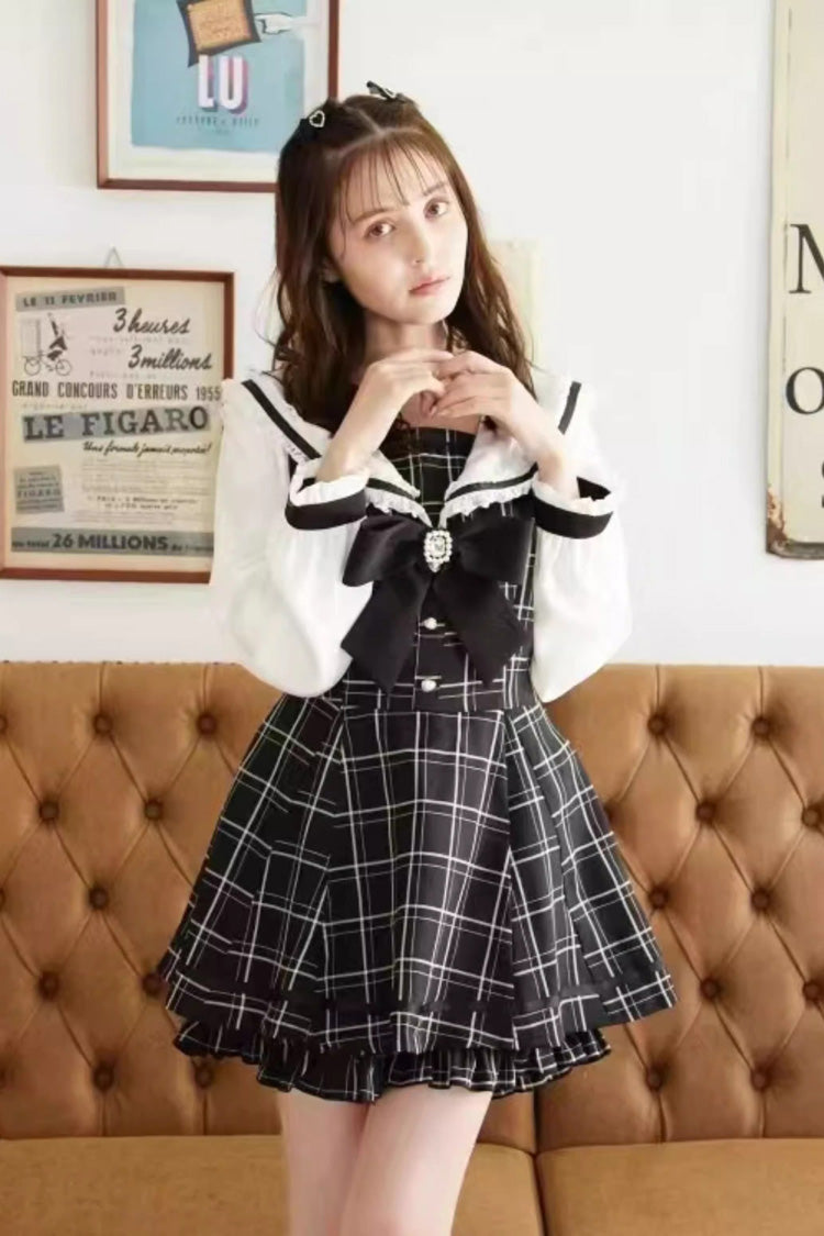 Lolita Dress - Jirai Kei, 3 Colors, Plaid, Lace Trim, Printed - additional product view 3