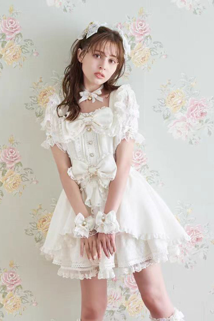 Lolita Dress - Jirai Kei Square Collar, 3 Colors, Square Collar, Lace Trim, Ruffled - additional product view 2