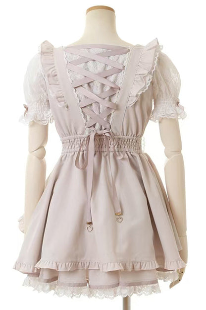 Lolita Dress - Jirai Kei Square Collar, 3 Colors, Square Collar, Lace Trim, Ruffled - additional product view 3