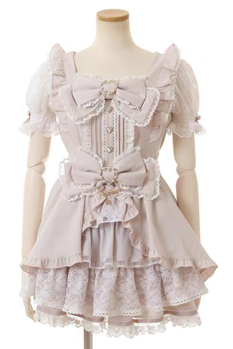 Lolita Dress - Jirai Kei Square Collar, 3 Colors, Square Collar, Lace Trim, Ruffled - main product image