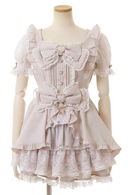 Lolita Dress - Jirai Kei Square Collar, 3 Colors, Square Collar, Lace Trim, Ruffled - main product image
