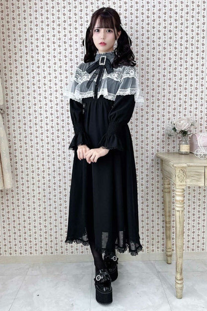 Lolita Dress - Lace Bowknot Slim Jirai, 5 Colors, Stand Collar, Lace Trim, Long Sleeves - additional product view 8