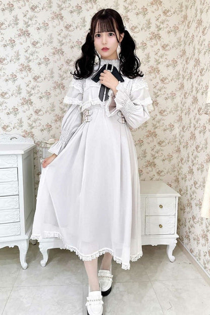 Lolita Dress - Lace Bowknot Slim Jirai, 5 Colors, Stand Collar, Lace Trim, Long Sleeves - additional product view 9