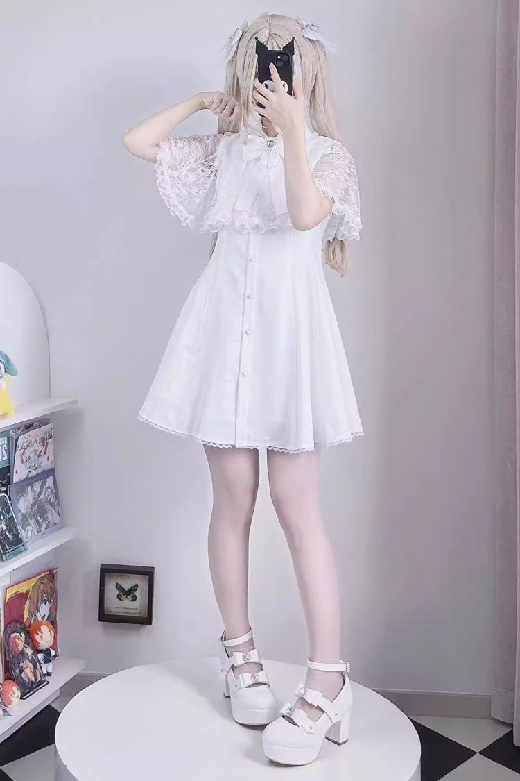 Lolita Dress - Lace Shawl Bowknot Chiffon, 2 Colors, Lace Trim, Bow Detail - additional product view 4