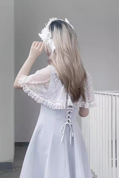 Lolita Dress - Lace Shawl Bowknot Chiffon, 2 Colors, Lace Trim, Bow Detail - additional product view 7