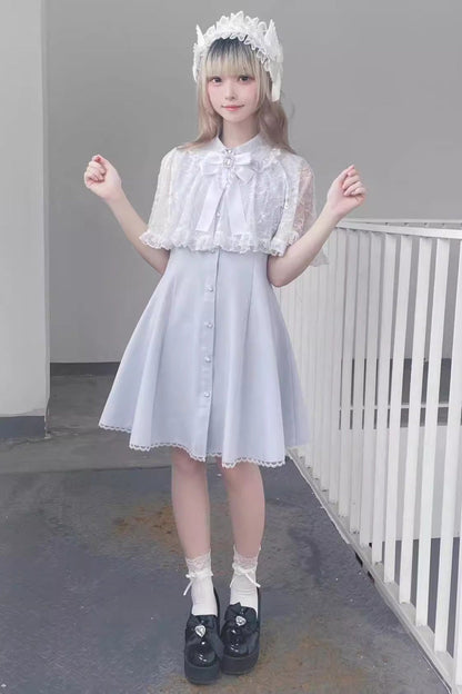 Lolita Dress - Lace Shawl Bowknot Chiffon, 2 Colors, Lace Trim, Bow Detail - additional product view 8